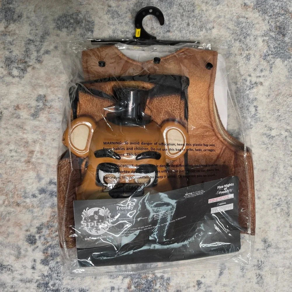 Spirit Halloween Costume Kids M 8-10 Brown Freddy Fazbear Five Nights at Freddys